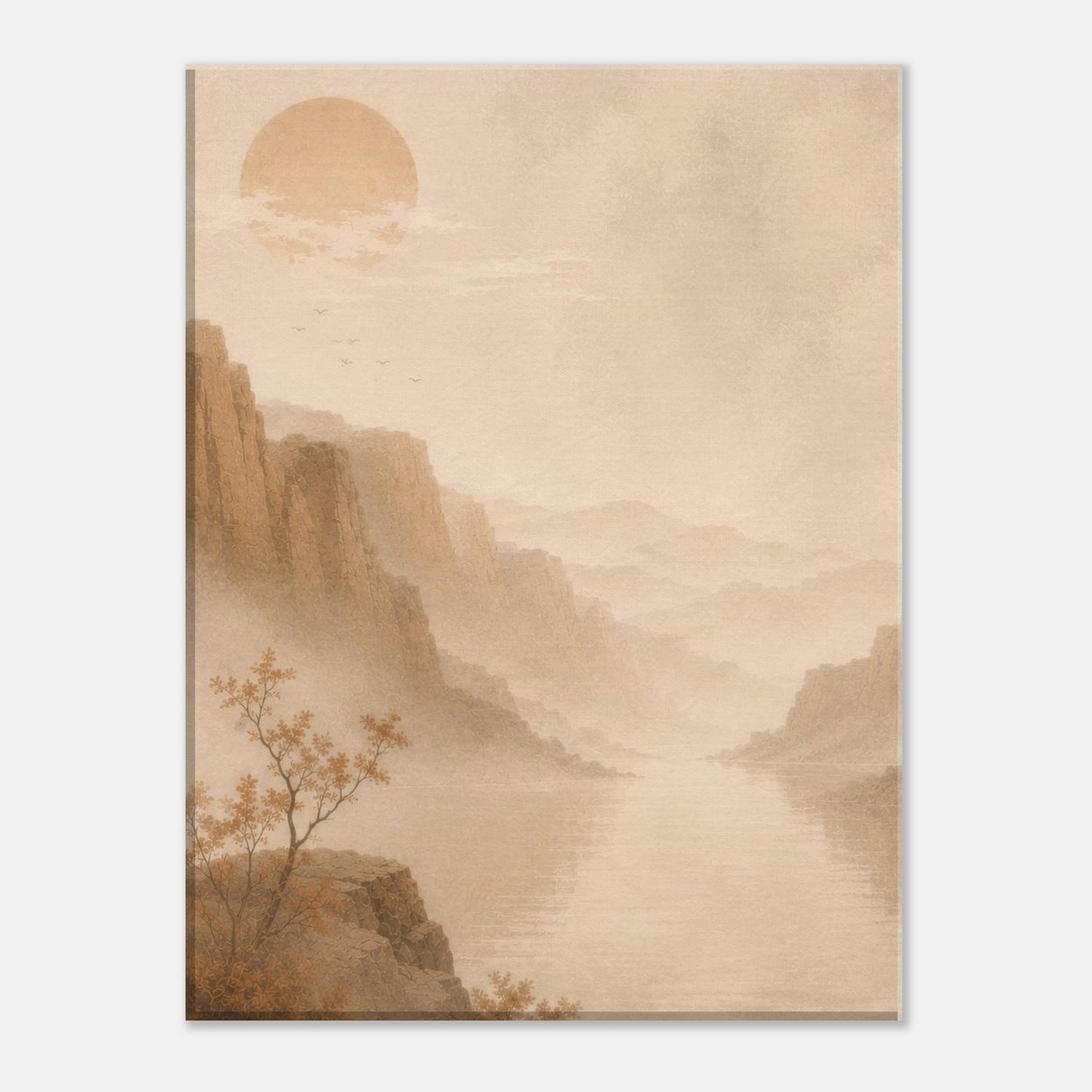 Minimalist mountain landscape canvas inspired by serene natural scenery.