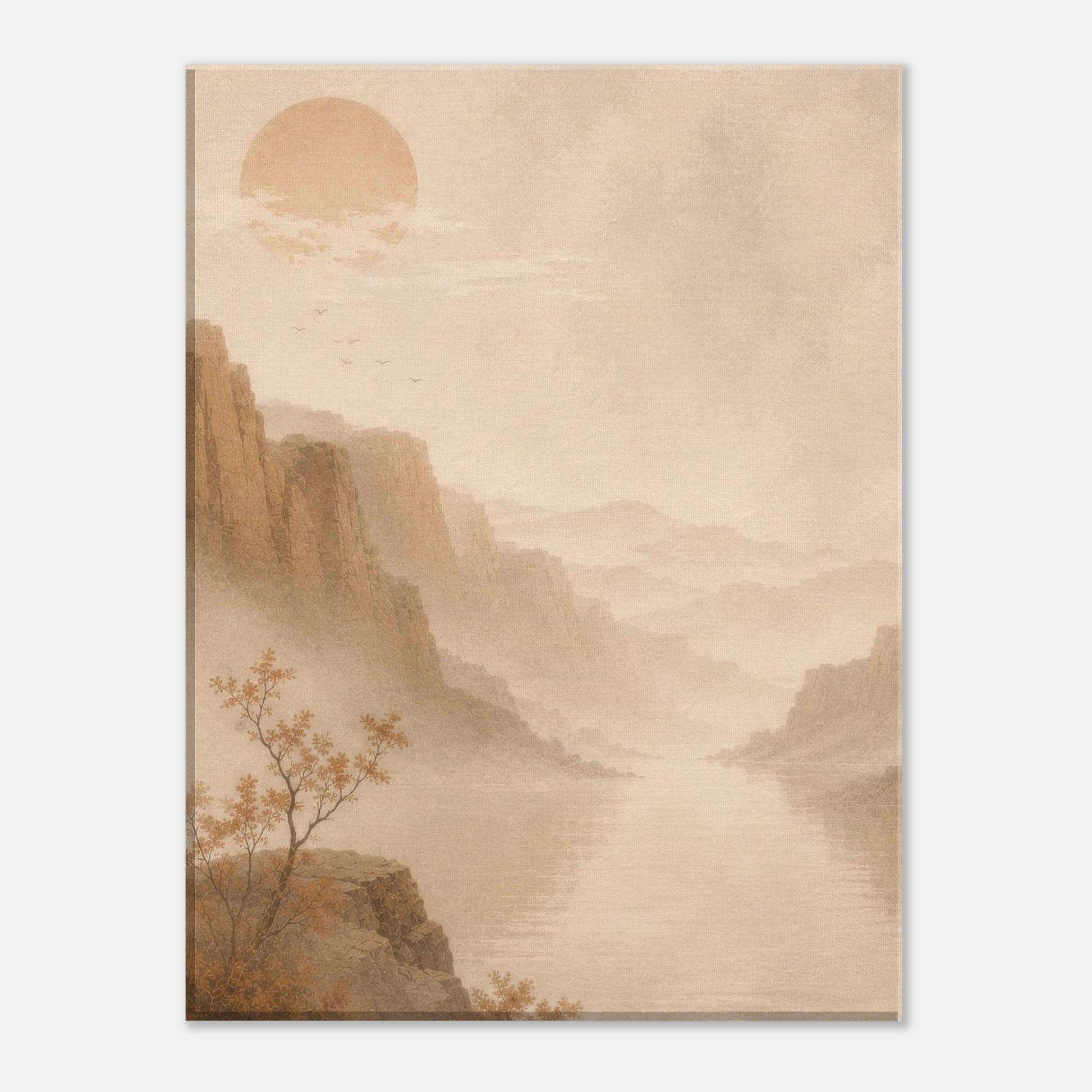 Minimalist mountain landscape canvas inspired by serene natural scenery.