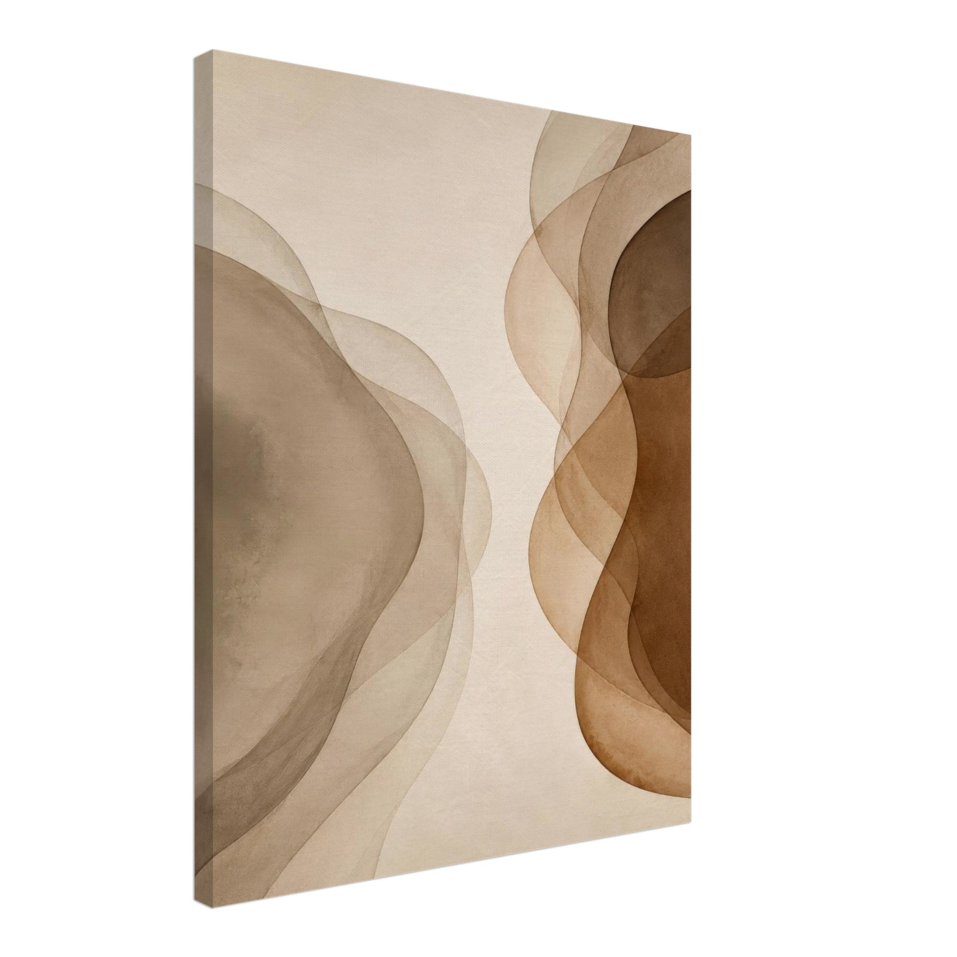 Misty Veil abstract canvas print displayed in a warm neutral living room