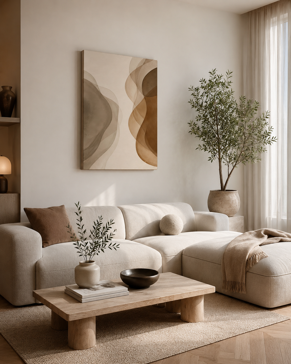Veil Flow – Neutral Abstract Canvas Wall Art | Inprint Designs