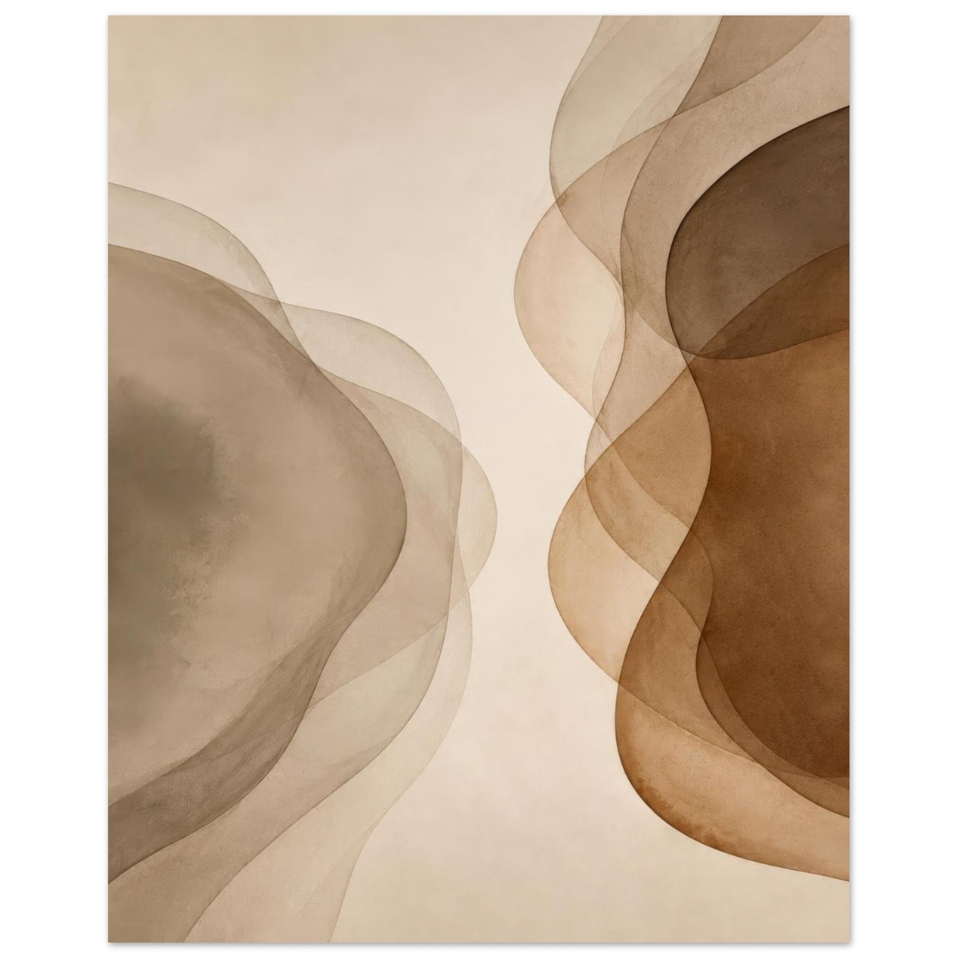 Neutral abstract wall art poster featuring layered organic forms and warm tones
