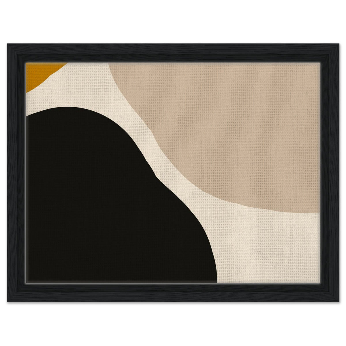 Modern black and beige abstract canvas with black floating frame