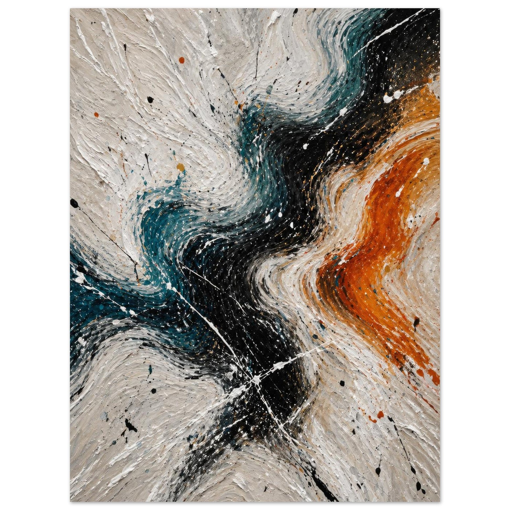 Modern abstract wall art poster in neutral tones with dynamic flowing texture
