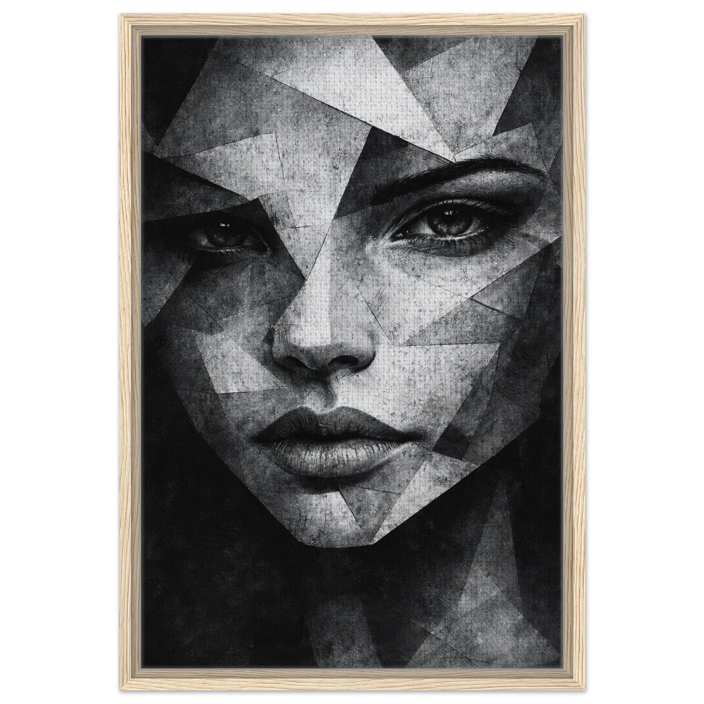Modern monochrome female portrait with dramatic geometric composition