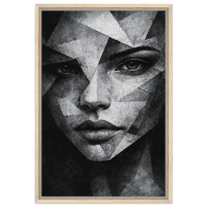 Modern monochrome female portrait with dramatic geometric composition