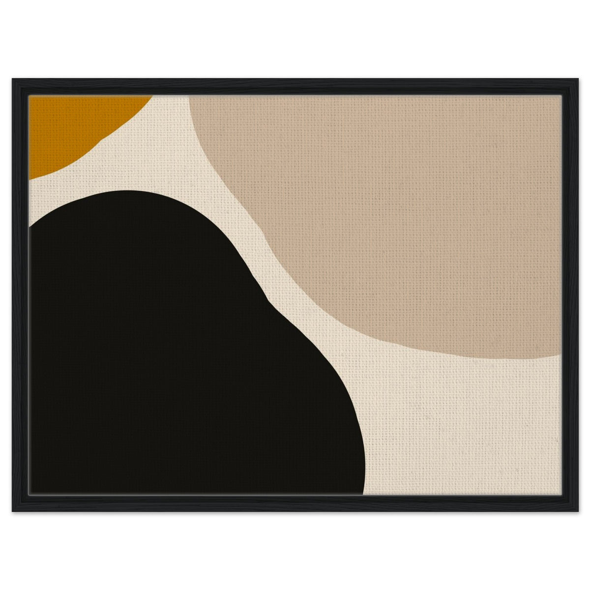 Modern neutral abstract canvas wall art with black floating frame