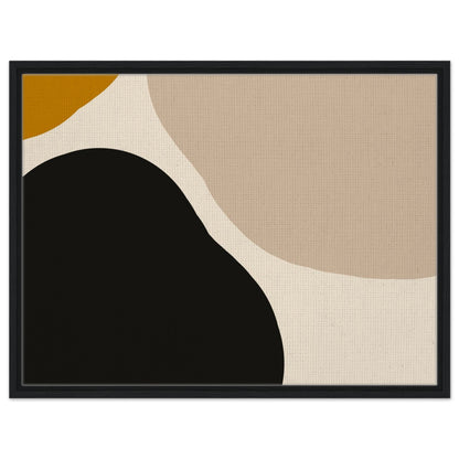 Modern neutral abstract canvas wall art with black floating frame