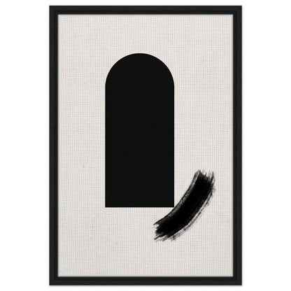 Modern Zen inspired artwork with black arch form and sweeping brushstroke