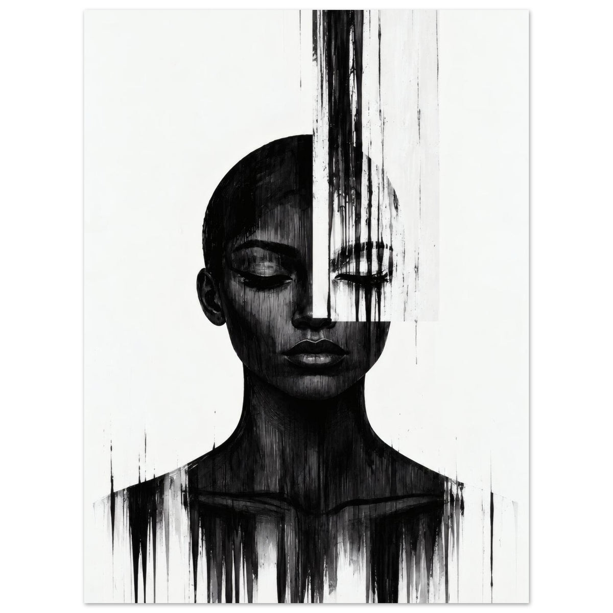 Molten Silhouette black and white portrait poster print