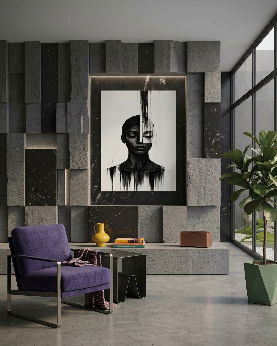 Molten Silhouette portrait poster in a modern living room
