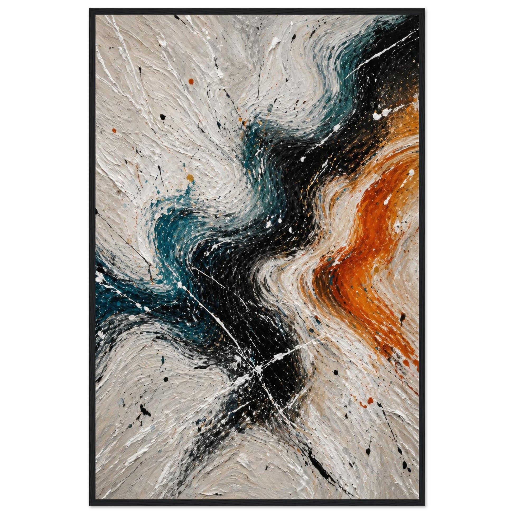 Neutral abstract wall art with natural wood frame modern minimalist decor