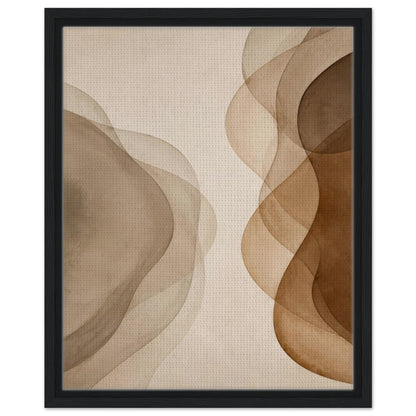 Neutral beige and brown abstract print with black frame