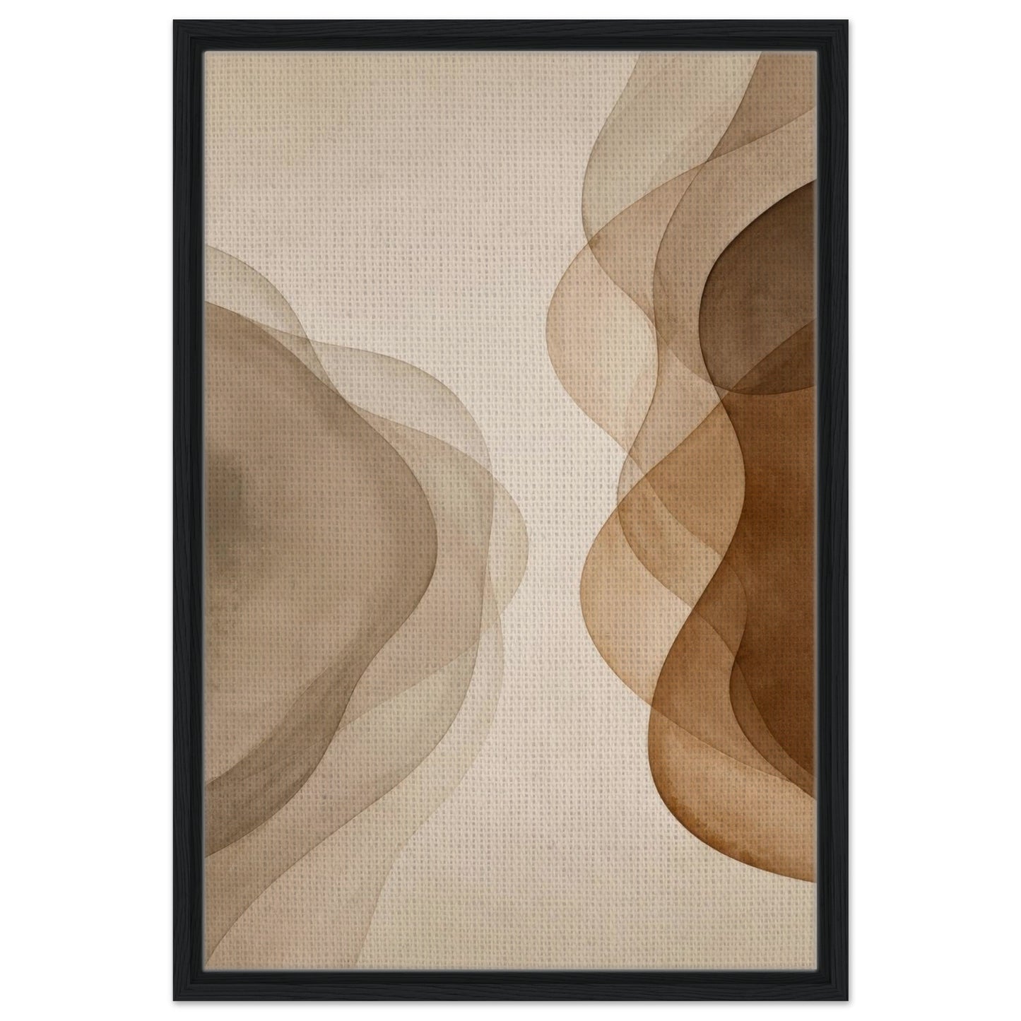 Beige and brown abstract art print with black frame