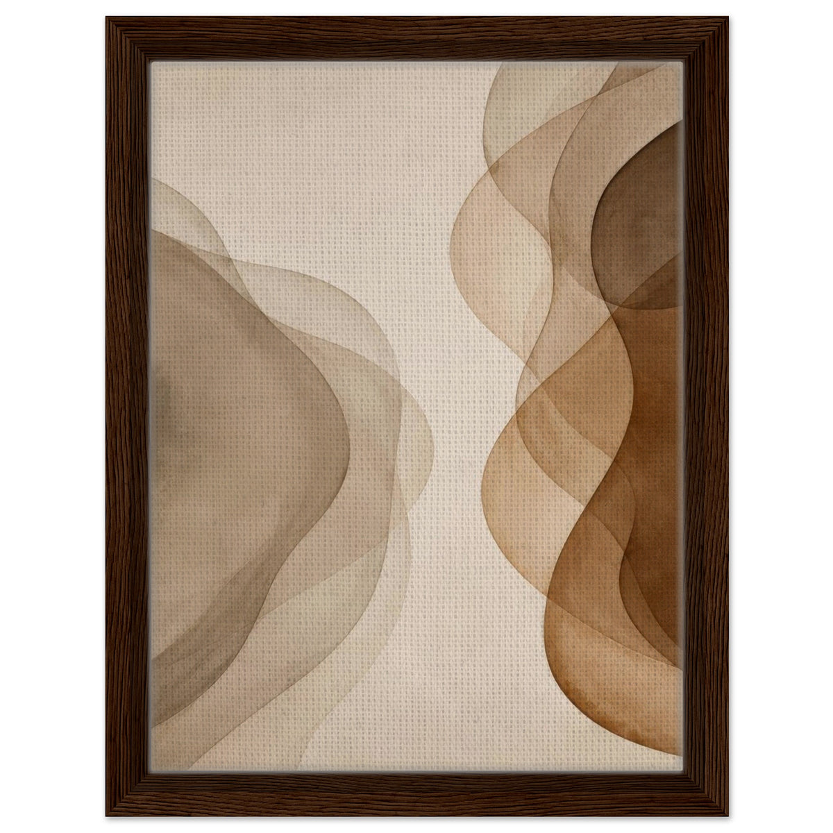 Neutral abstract wall art with dark wood frame