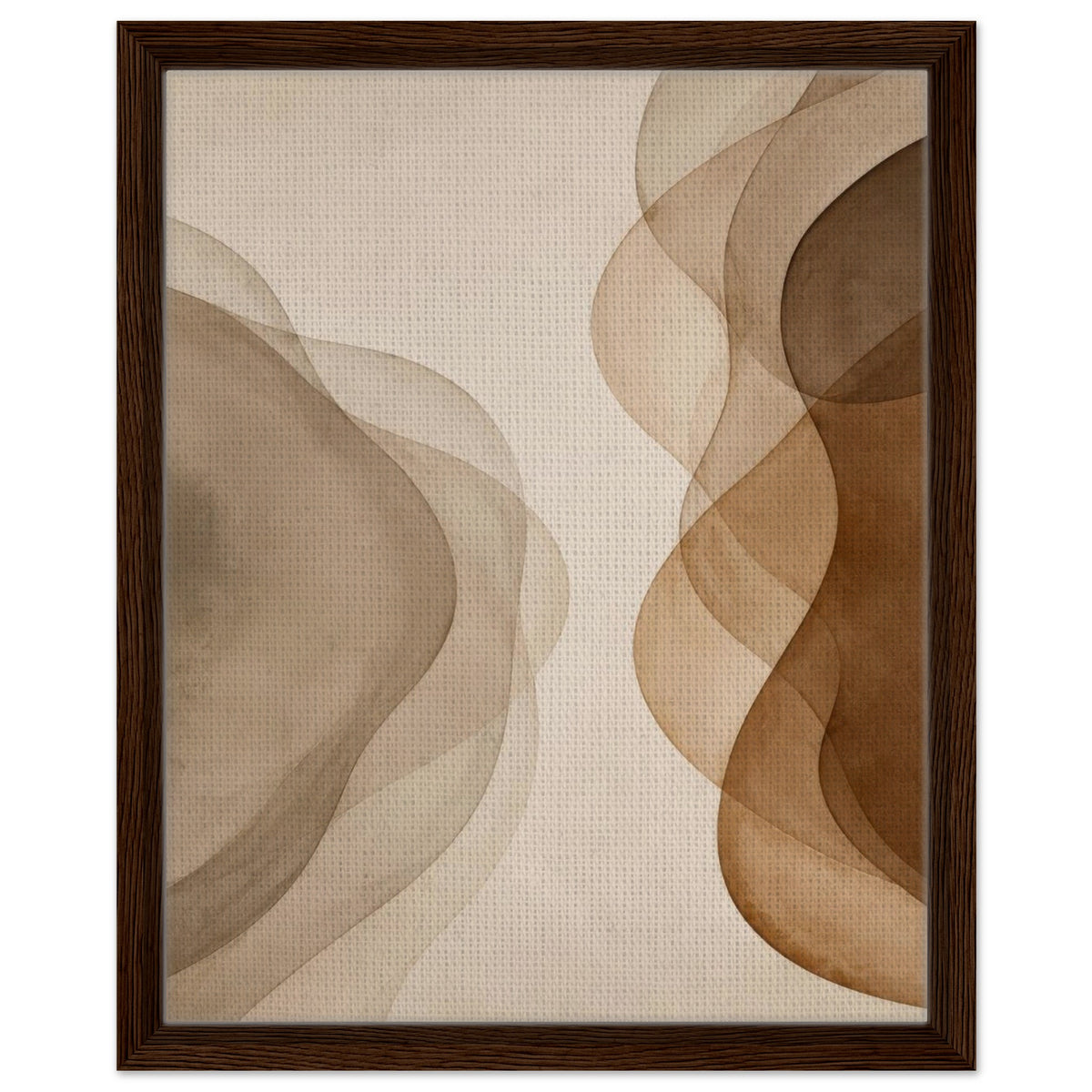Neutral abstract canvas wall art with dark wood frame