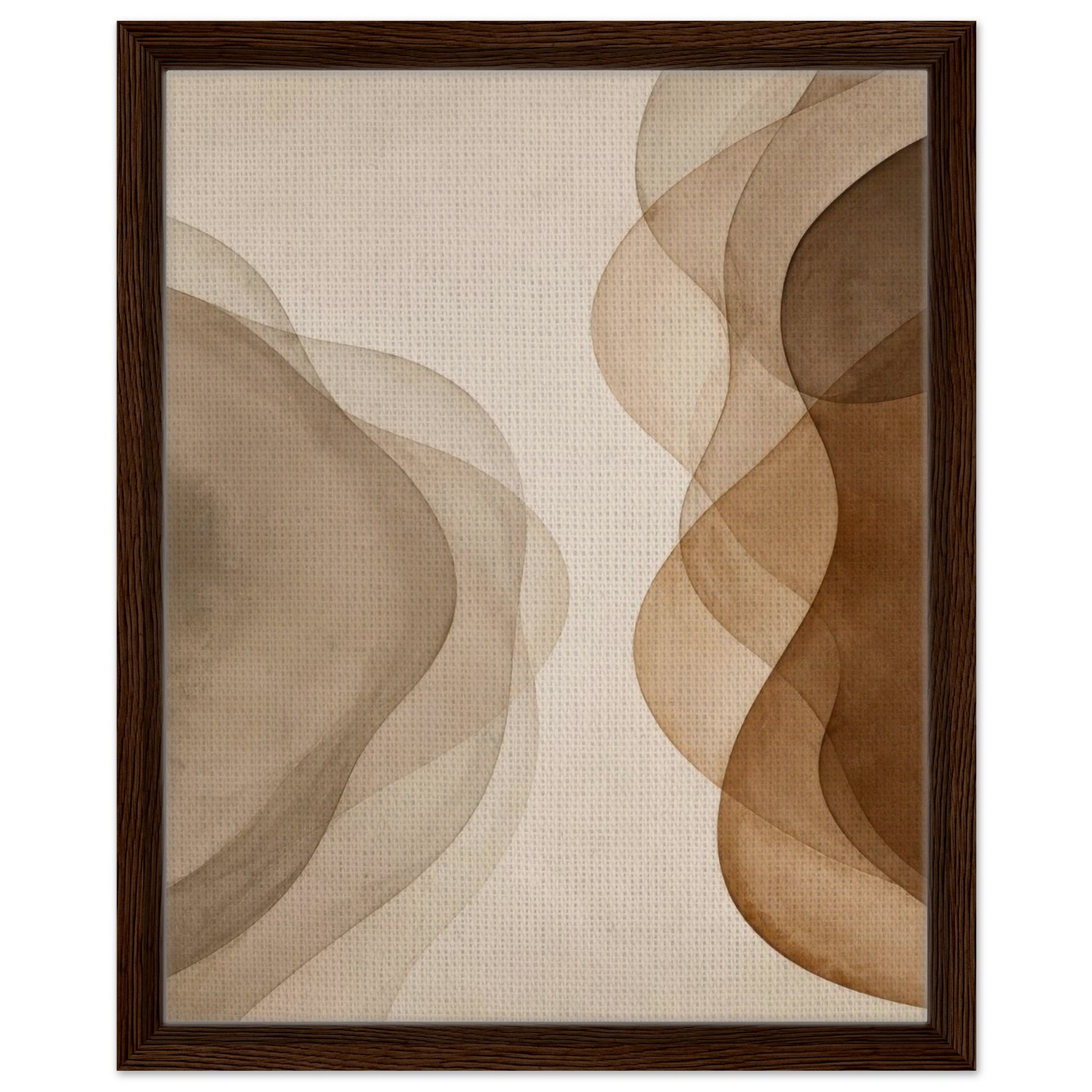Neutral abstract canvas wall art with dark wood frame