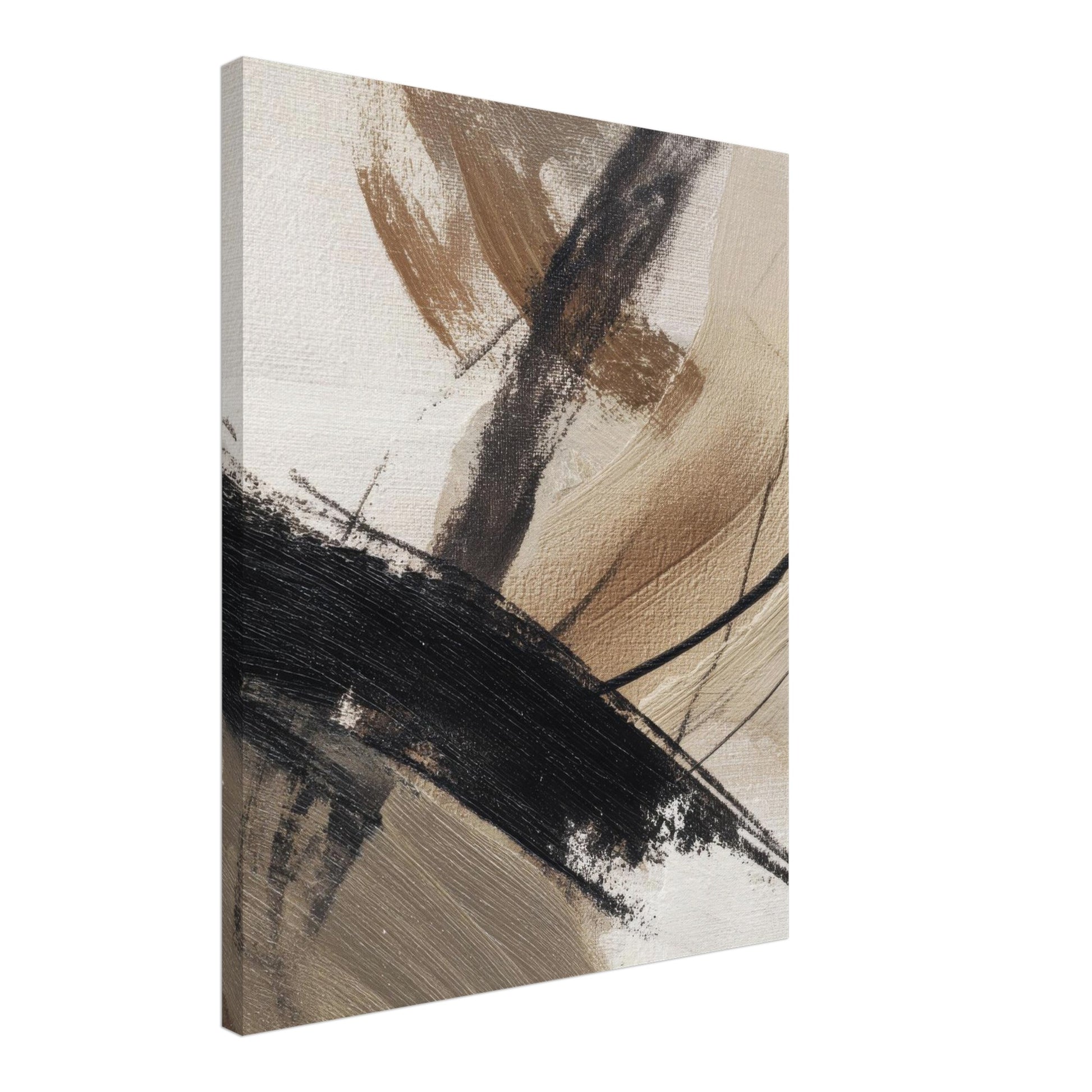 Side view of a 4 cm thick gallery wrapped abstract canvas with textured finish.
