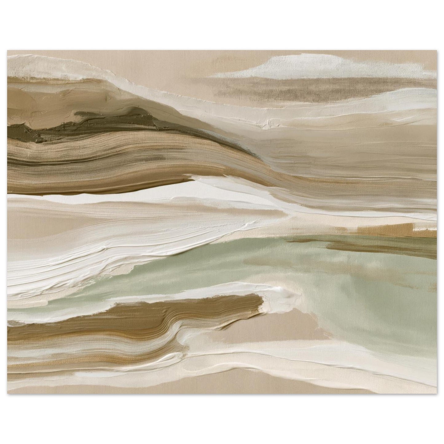 Textured neutral abstract landscape artwork with calming earthy colors and modern organic design.
