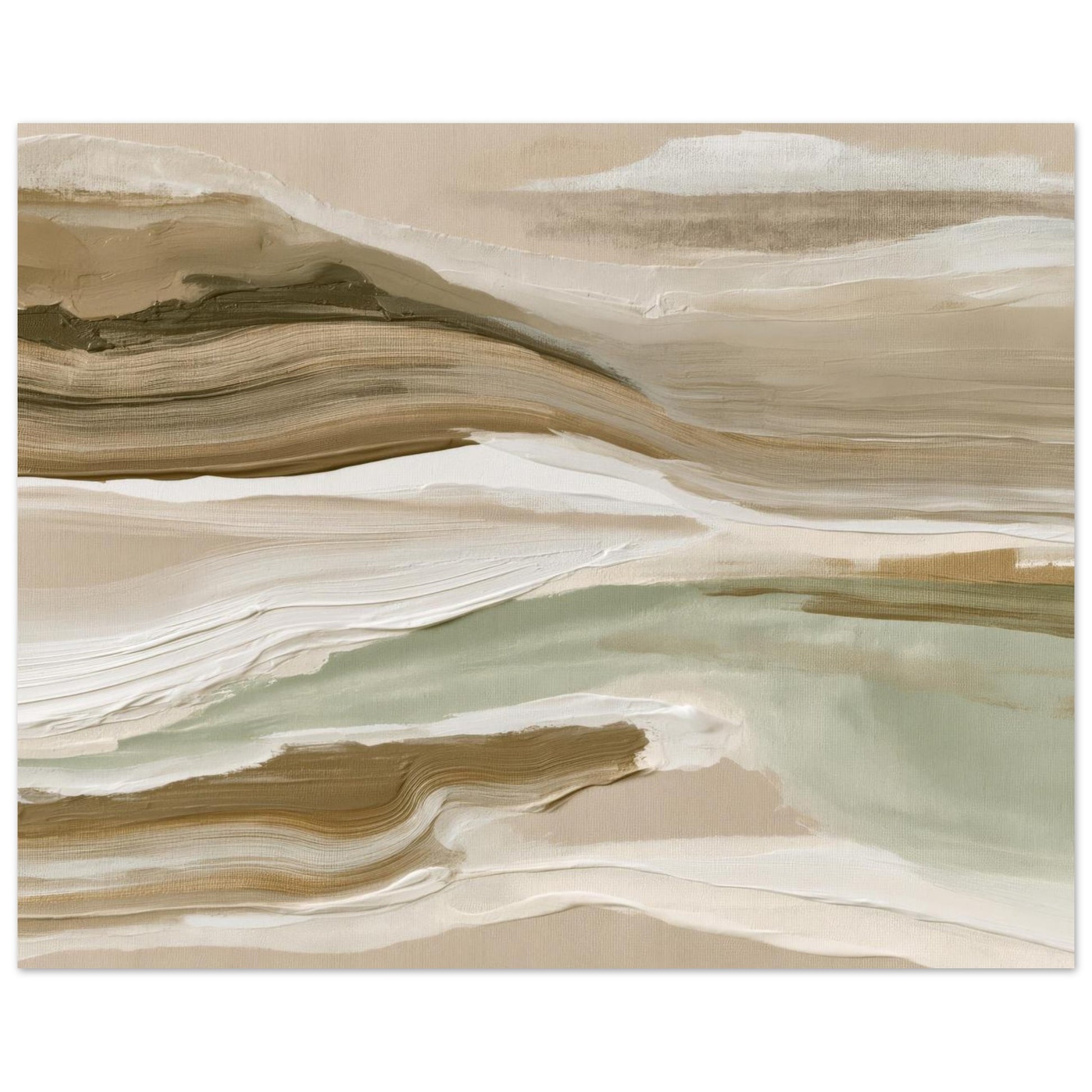 Textured neutral abstract landscape artwork with calming earthy colors and modern organic design.
