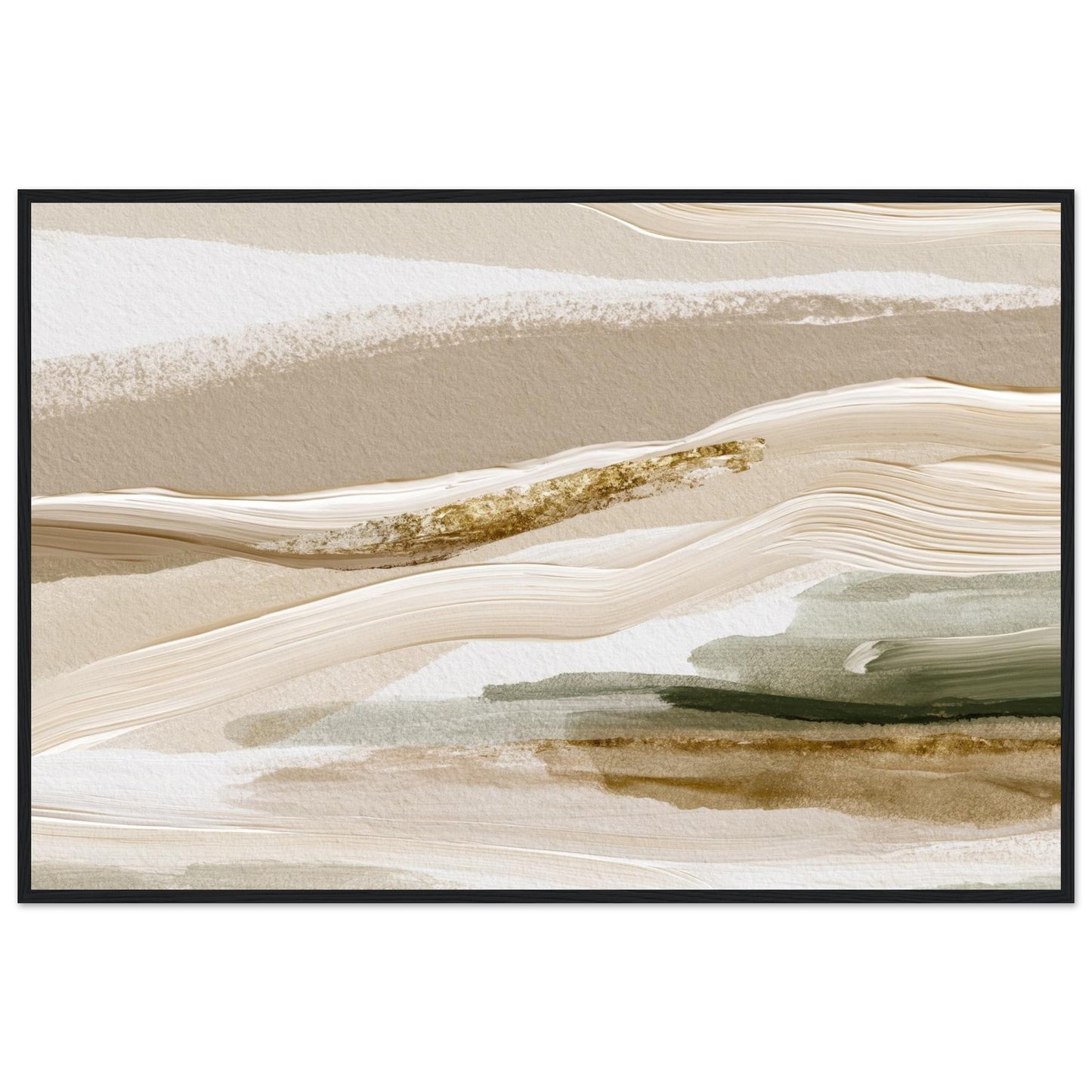 Neutral abstract landscape wall art in a white frame for Scandinavian and modern homes.