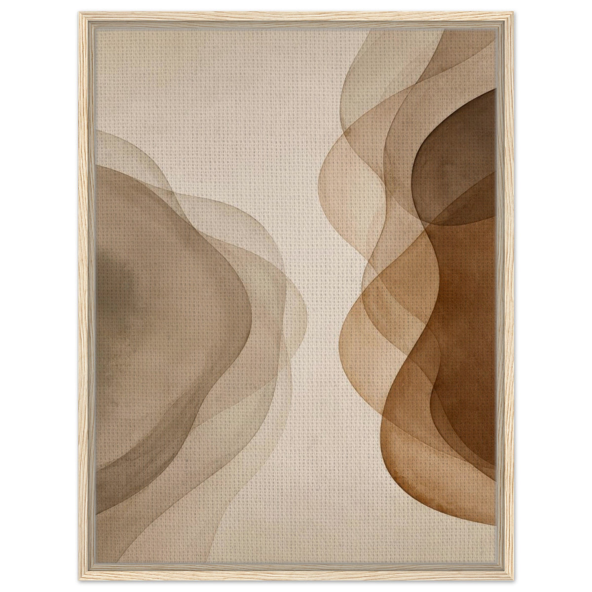 Neutral abstract wall art in beige and brown tones on canvas