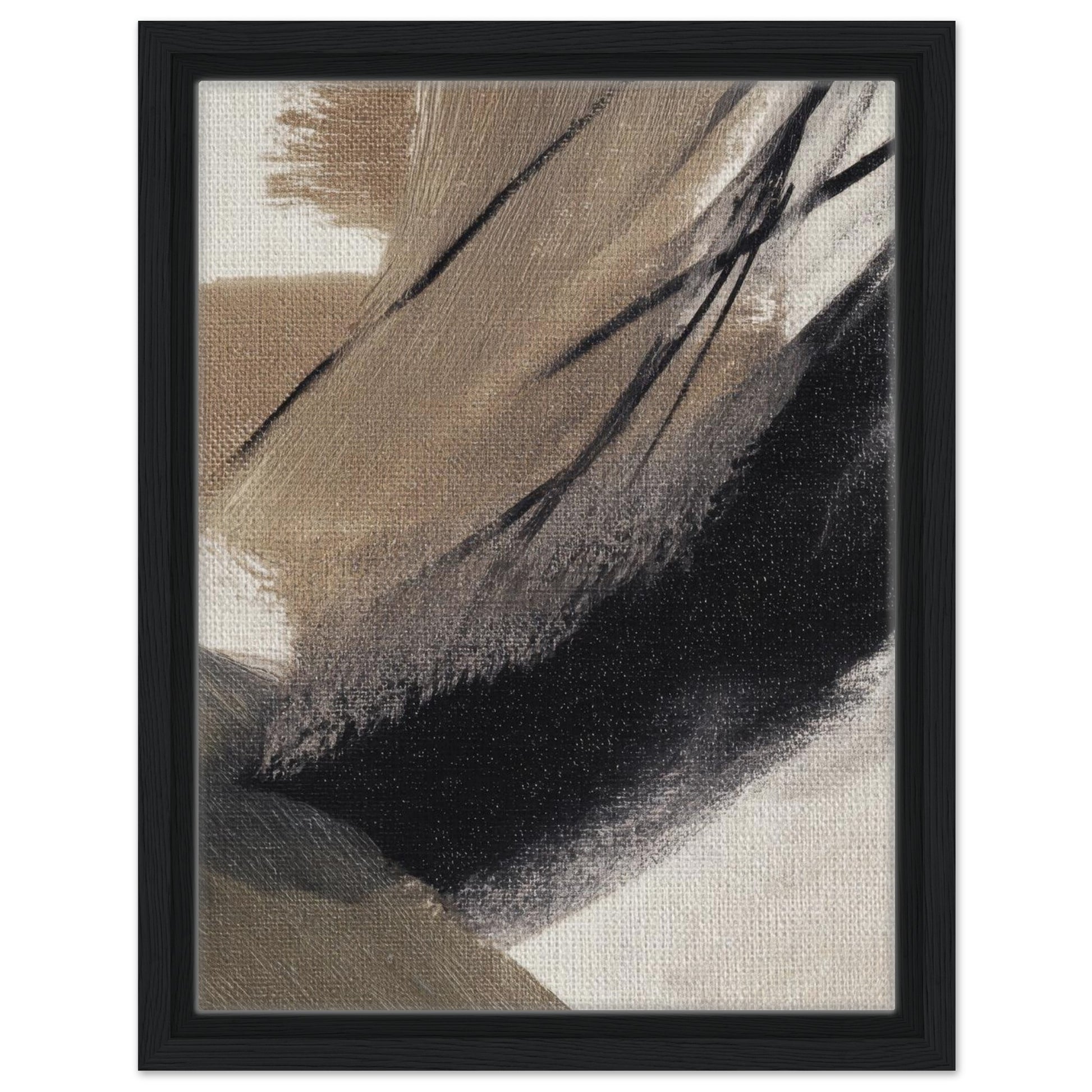 Neutral modern abstract wall art in a charcoal black frame