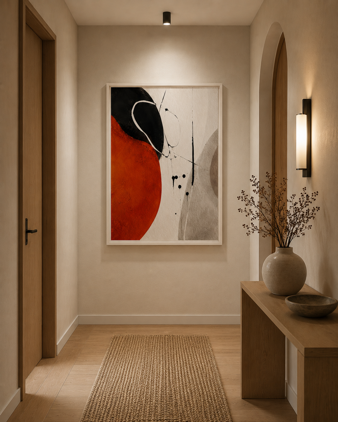Organic Contrast abstract framed wall art displayed in a modern interior