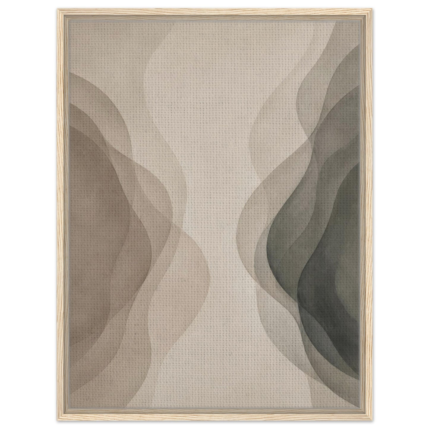 Organic neutral abstract canvas art in beige taupe and charcoal tones
