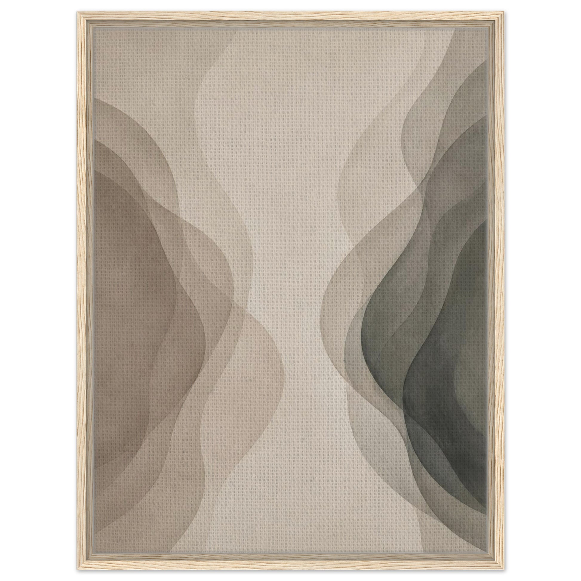 Organic neutral abstract canvas art in beige taupe and charcoal tones