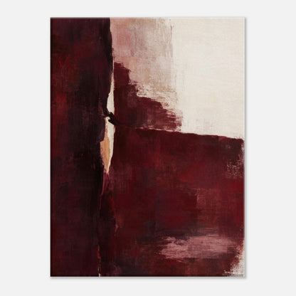Oxblood Poise burgundy and cream abstract canvas, front view