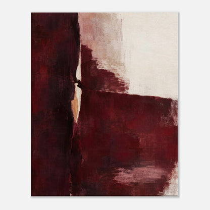 Front view of Oxblood Poise abstract wall art in burgundy and cream