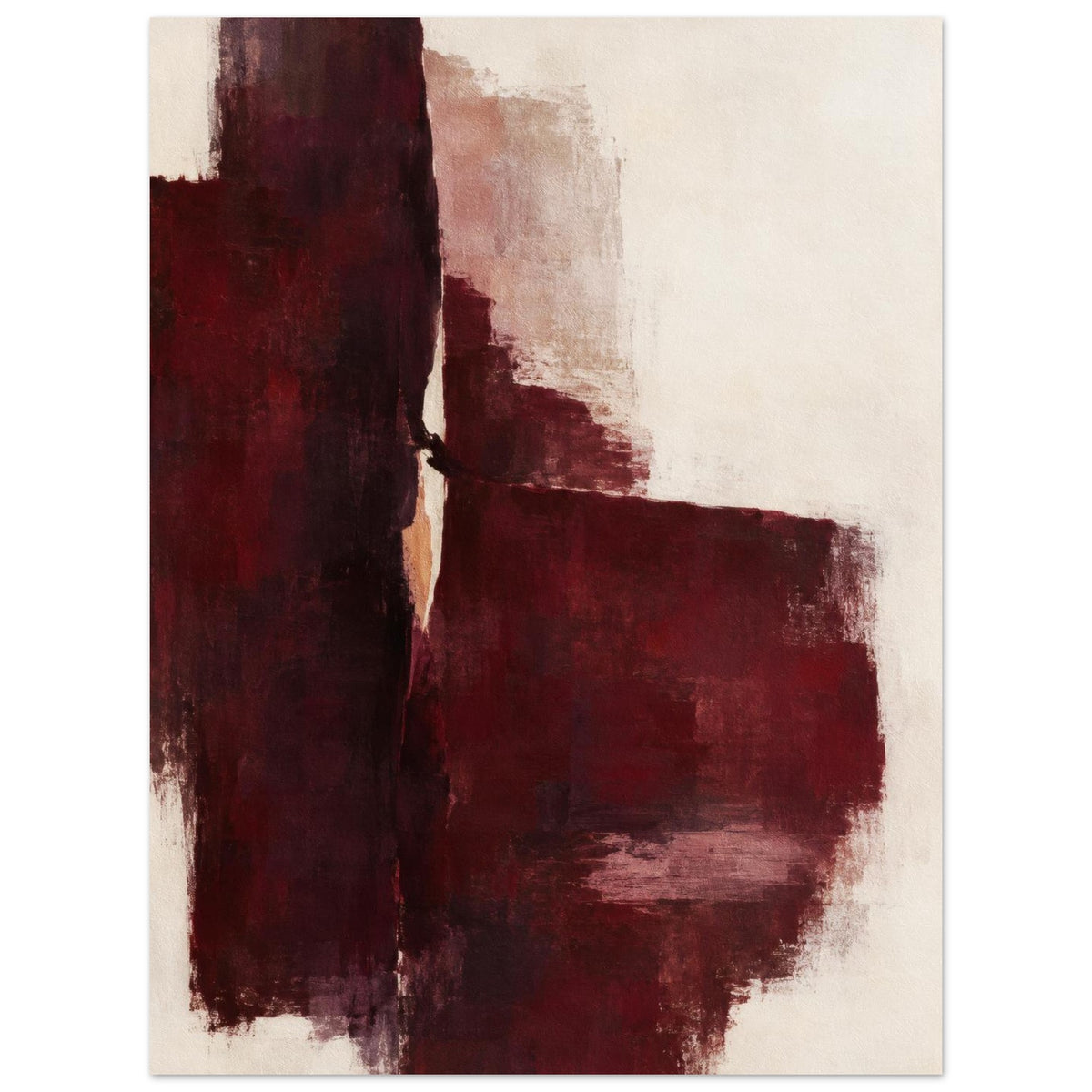 Oxblood Poise burgundy and cream abstract wall art poster without a frame, front view