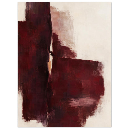 Oxblood Poise burgundy and cream abstract wall art poster without a frame, front view