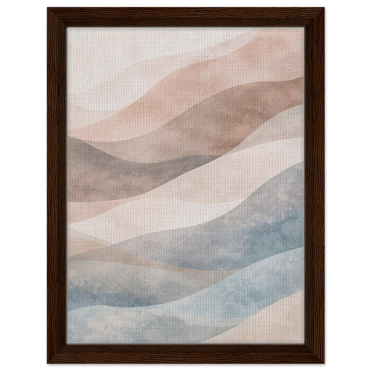 Pastel abstract canvas print with dark brown floating frame