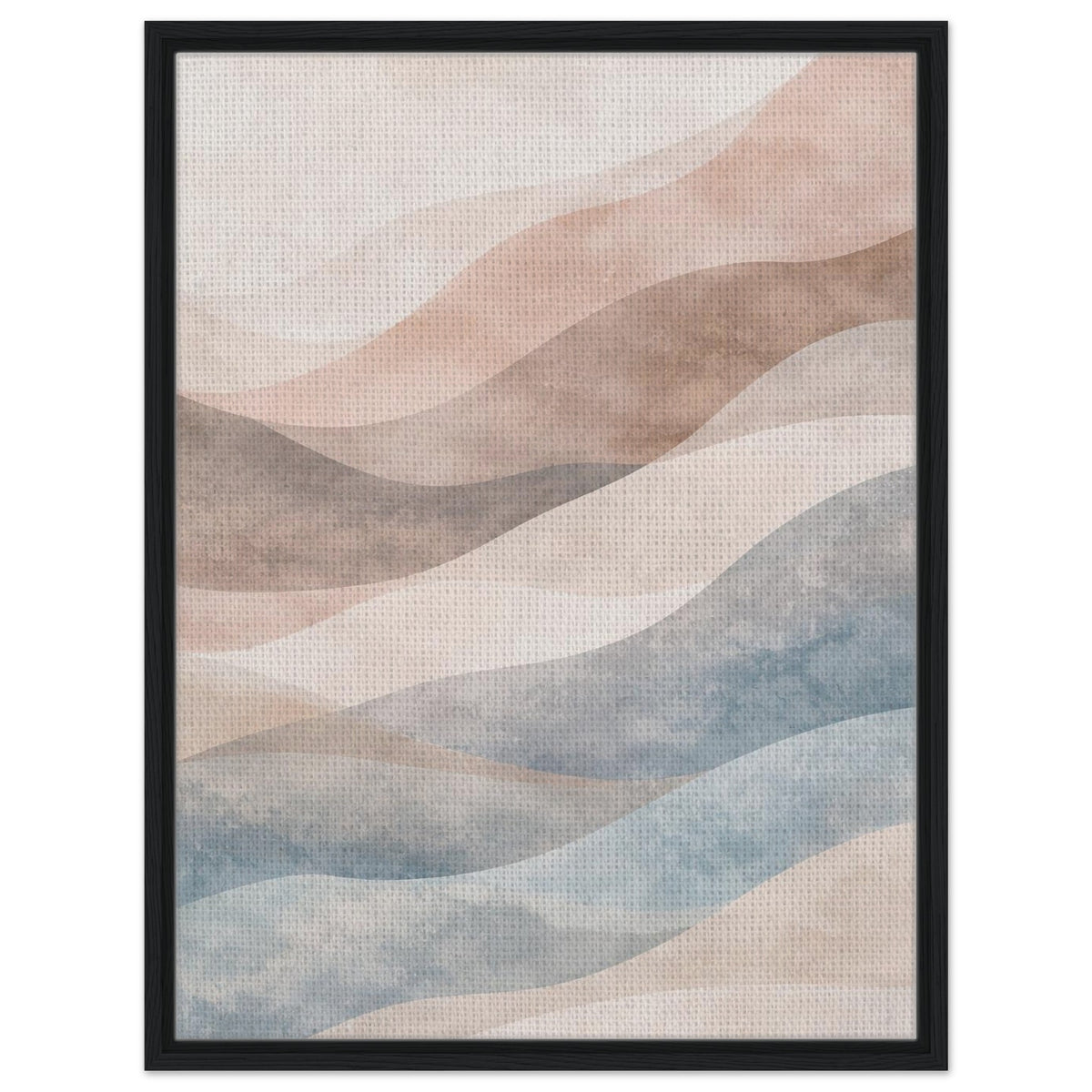 Pastel abstract framed canvas wall art in a black floating frame