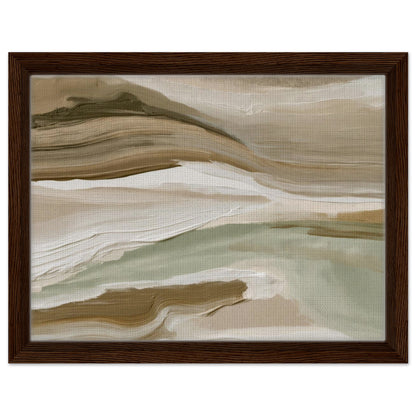 eaceful abstract landscape artwork in muted sage beige and brown tones