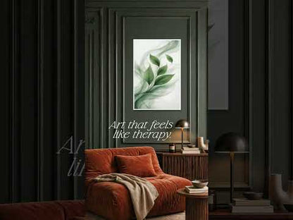 Green Flow – minimalistinis gamtos paveikslas su rėmeliu