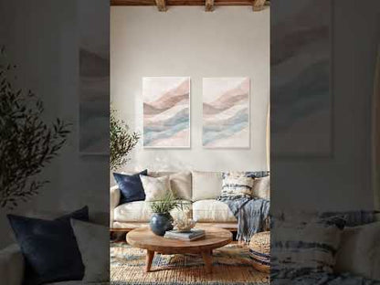 Muted Waves – Fließende Wellen Wandbild mit Rahmen