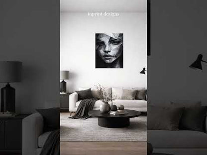 Shattered Grace – Modern Abstract Geometric Portrait Canvas Wall Art