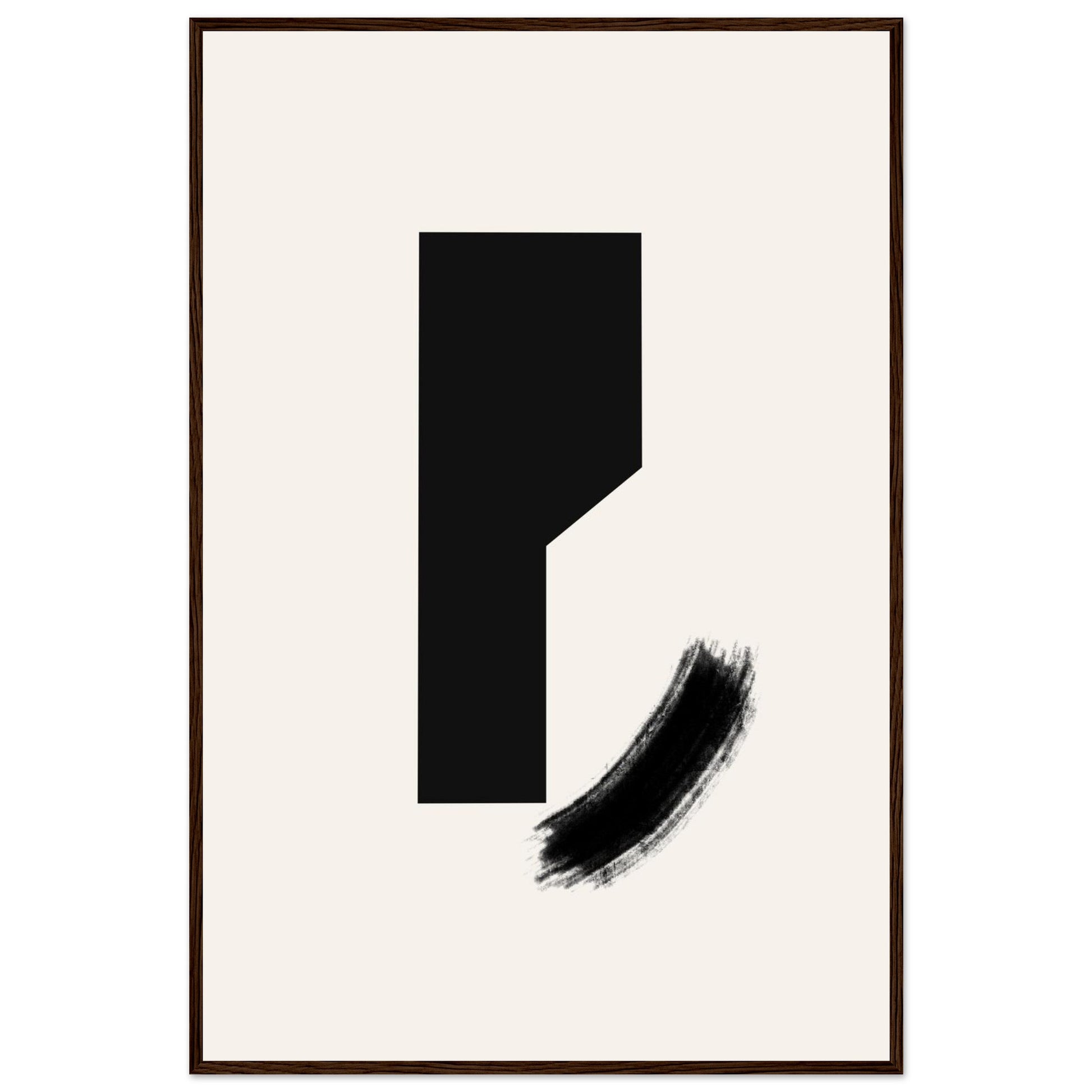 The composition in a dark brown wooden frame
