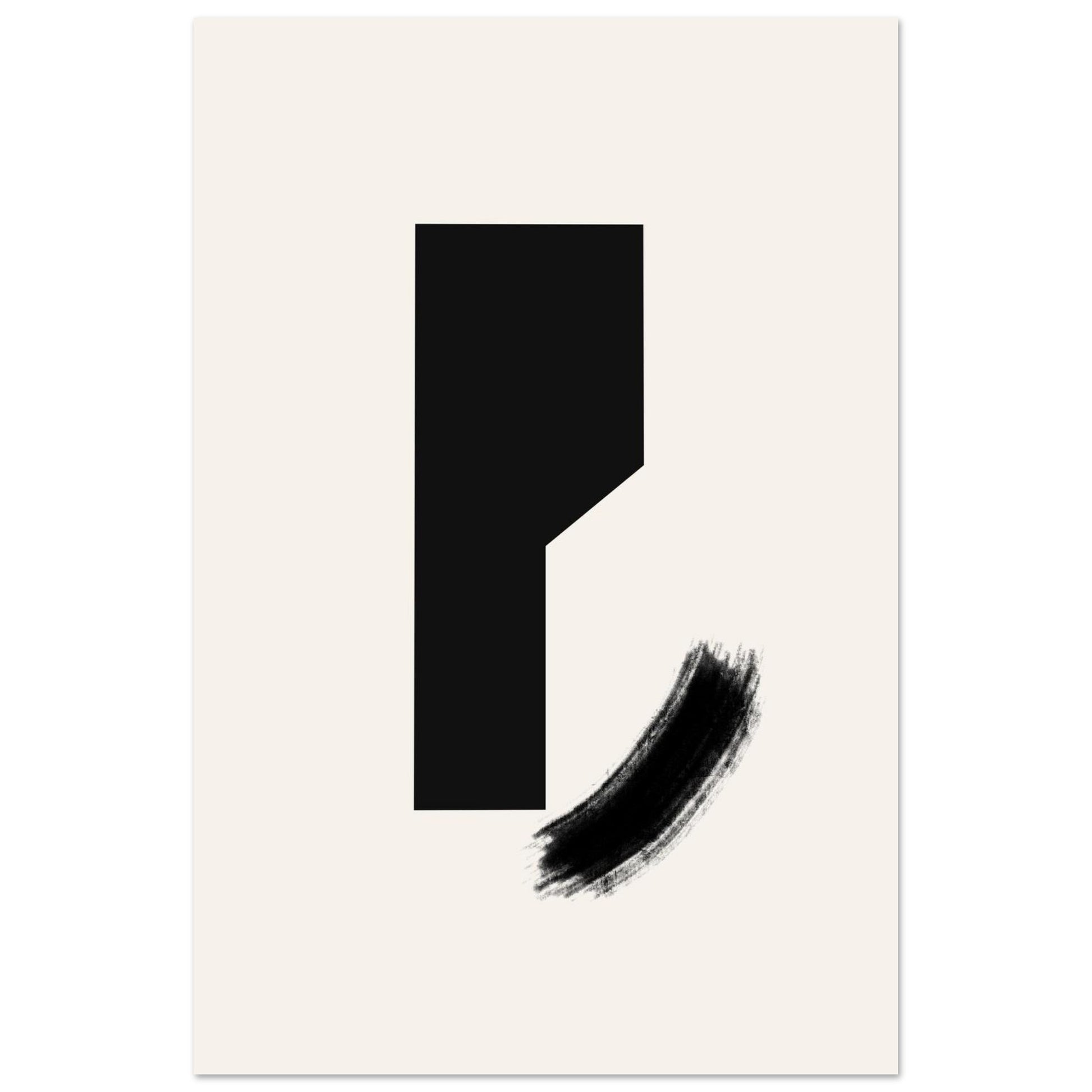 Quiet Contrast modern Japandi wall art poster with a tall black block and a single sweeping brushstroke