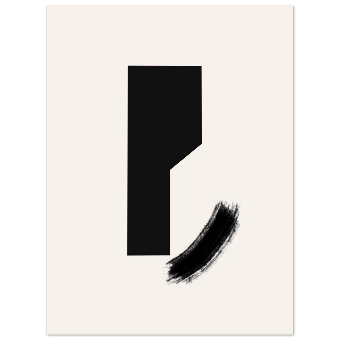 The black block viewed straight on against the textured off-white ground