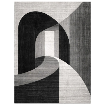 The arched geometric forms with the bright opening drawing the eye into the composition
