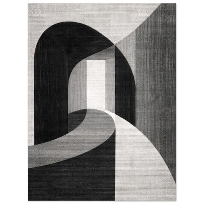 Detail of the crisp edge where the black arch meets the pale gray sweep
