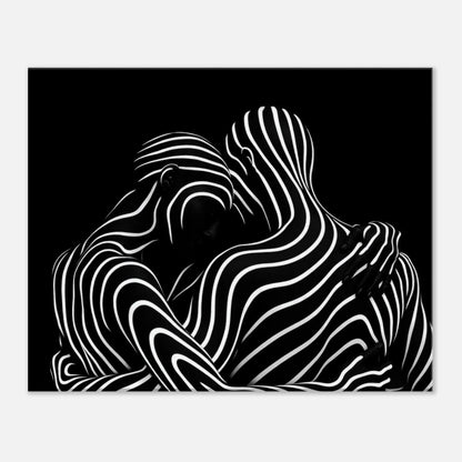 Detail of the fine white contour lines against the matte black background