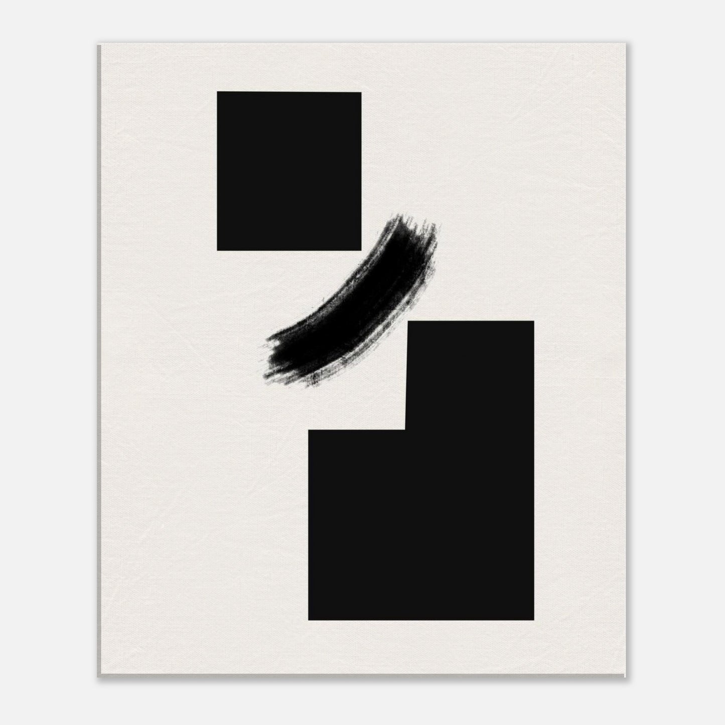 Close view of the dry bristle marks within the black brushstroke