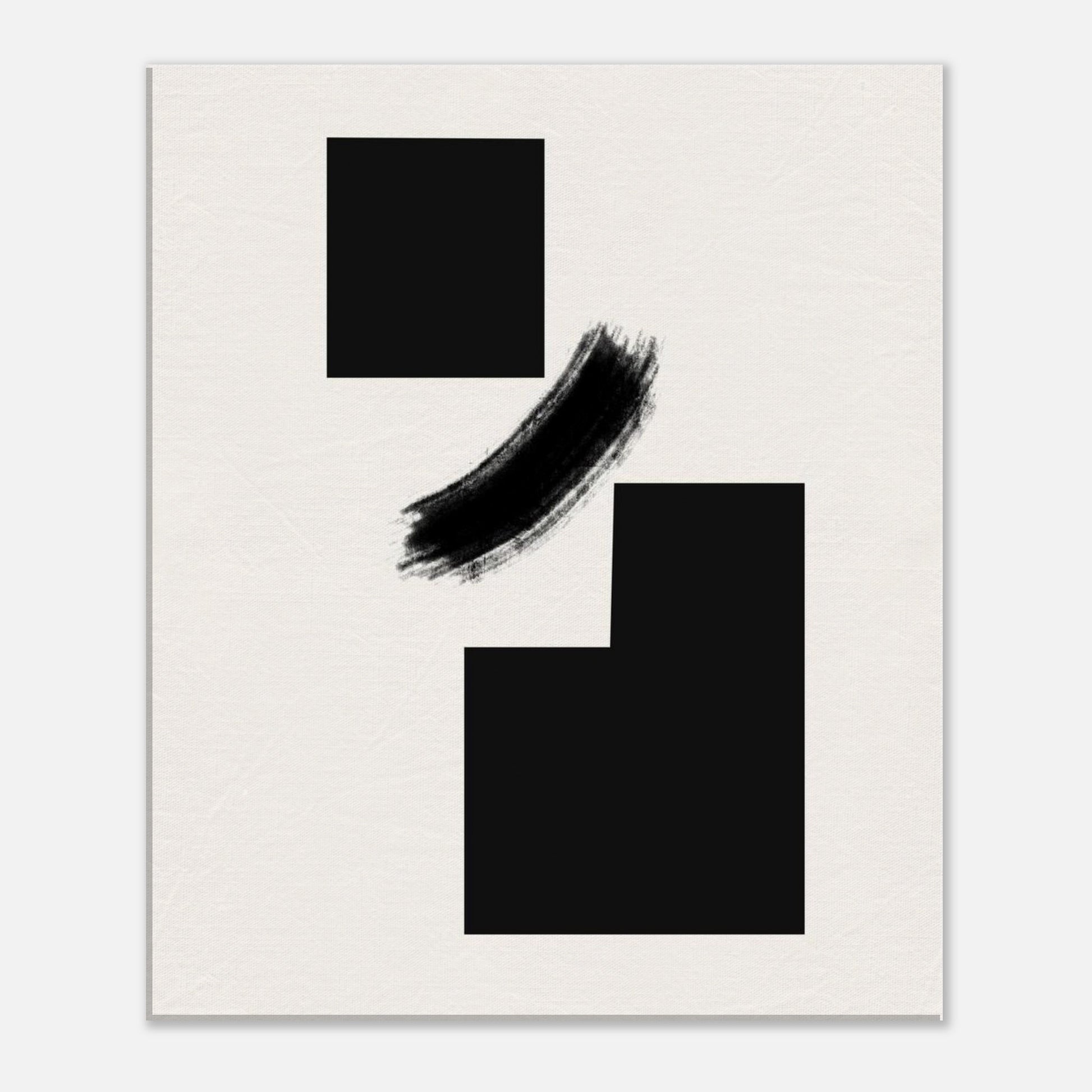 Close view of the dry bristle marks within the black brushstroke