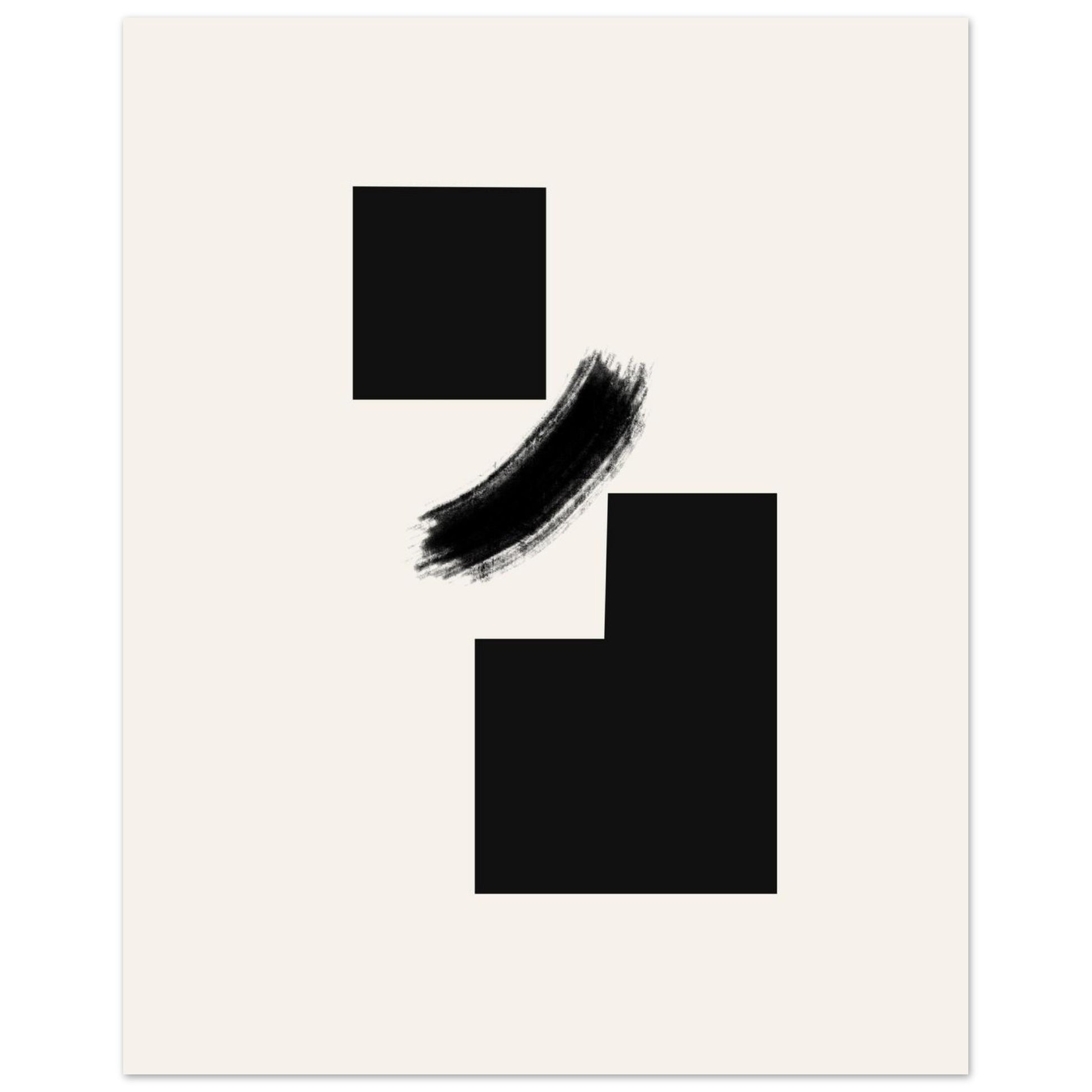 Close view of the dry bristle marks within the black brushstroke