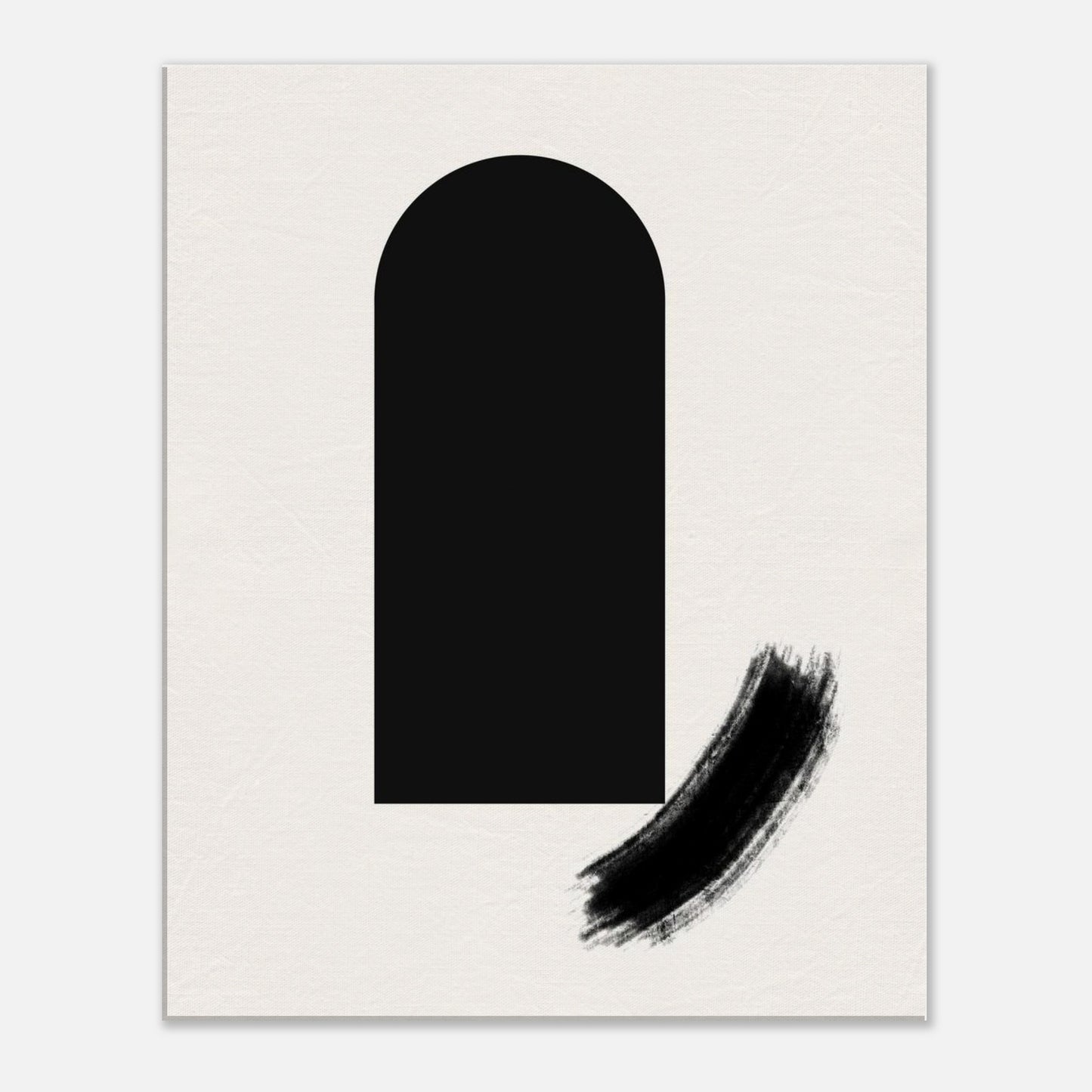Soft Arch minimalist Japandi canvas wall art with a black arch and a single sweeping brushstroke