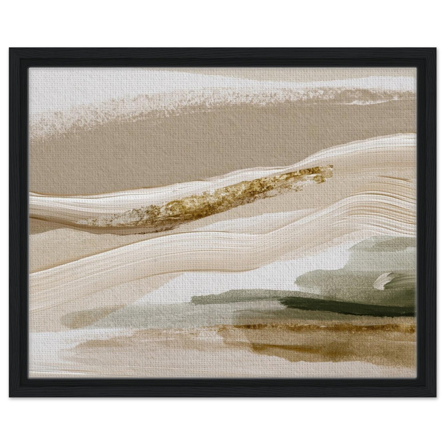 Soft layered landscape artwork in cream beige sage and muted gold tones